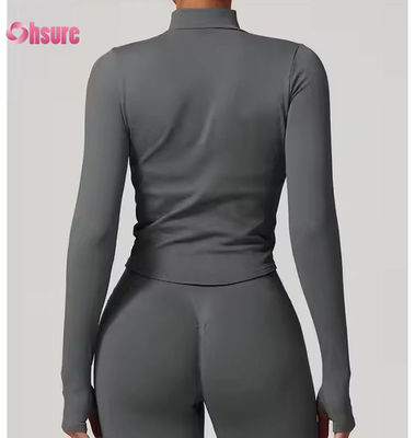 Ηλιακή προστασία Jacket Stand Collar Zipper Long Sleeve Femme Yoga Jacket Sweatshirts για γυναίκες Στεγνή εξωτερική γυμναστική Sports Tops