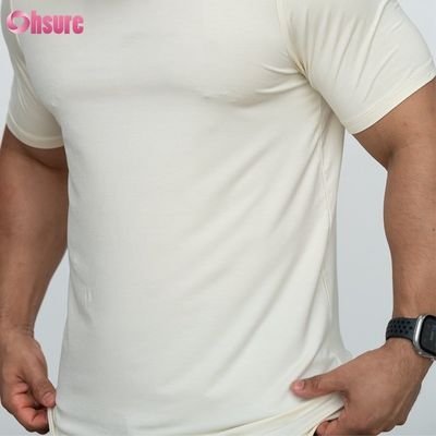 Μπλούζα T-shirt με καμπυλωτό τελείωμα, κενό, κατά παραγγελία, 95% Μπαμπού 5% Σπάντεξ, Προσαρμοσμένη εκτύπωση, Ανδρικά T-shirts