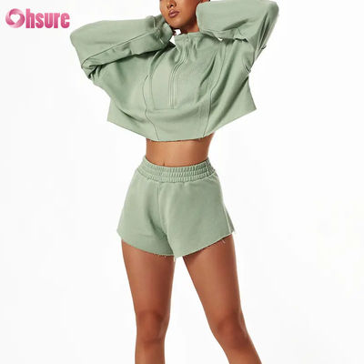 2024 Νέα μόδα Υψηλής Ποιότητας Custom Women's Loose Sports Hoodie Set Long Sleeve Zipper Stand Sweatshirts για τον χειμώνα