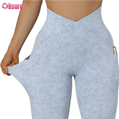 Προσαρμόστε το γυμναστήριο V Leggings με μέση για γυναίκες γυμναστική Butt Lifting Γιόγκα παντελόνια Αθλητική γυμναστική Γιόγκα Leggings με τσέπη