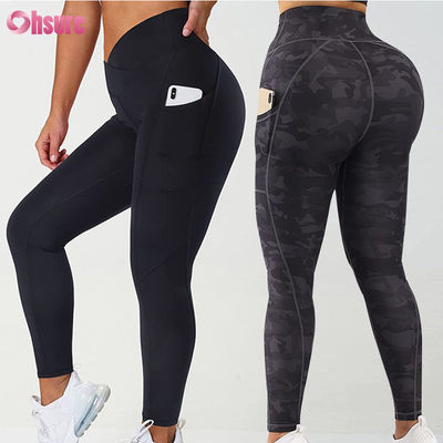 Προσαρμόστε το γυμναστήριο V Leggings με μέση για γυναίκες γυμναστική Butt Lifting Γιόγκα παντελόνια Αθλητική γυμναστική Γιόγκα Leggings με τσέπη