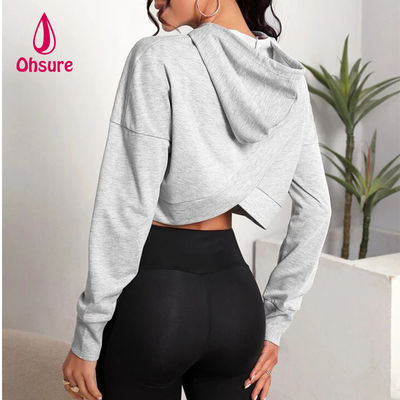 Ohsure Fitness Γυναίκες χαλαρά Casual Φθινόπωρο Sweatsuit Γιόγκα Βασική Drop Shoulder Drawstring Crop Sports Hoodie