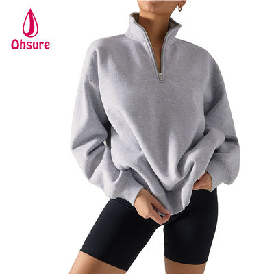 Ohsure Half Zip Pullover 1/4 Zip Sweatshirt Κενό Μεγάλο Μεγάλο Sweatshirt Γυναίκες Hoodie Custom Cotton Hot Sale Fleece