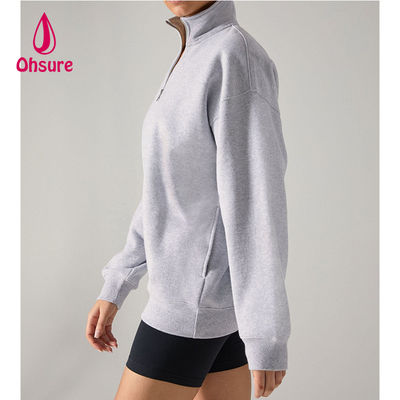 Ohsure Half Zip Pullover 1/4 Zip Sweatshirt Κενό Μεγάλο Μεγάλο Sweatshirt Γυναίκες Hoodie Custom Cotton Hot Sale Fleece