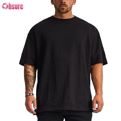 Προσαρμοσμένο λογότυπο Streetwear βαρύ T-Shirt εκτυπωμένο μαύρο βαμβάκι βαρύ πτώμα ώμος παχύ κενό T-Shirt