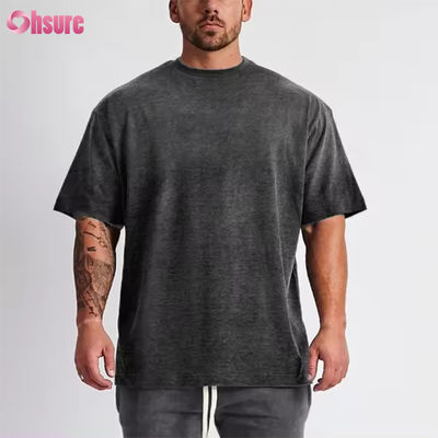 Προσαρμοσμένο λογότυπο Streetwear βαρύ T-Shirt εκτυπωμένο μαύρο βαμβάκι βαρύ πτώμα ώμος παχύ κενό T-Shirt
