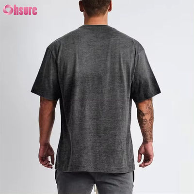 Προσαρμοσμένο λογότυπο Streetwear βαρύ T-Shirt εκτυπωμένο μαύρο βαμβάκι βαρύ πτώμα ώμος παχύ κενό T-Shirt