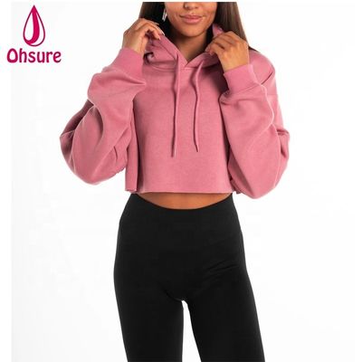 Γυναίκες βαρέος βάρος Hoodie γυμναστική Tops βαμβακερό μαλλί πουλόβερ γυμναστική Crop Top Oversize Hoodie