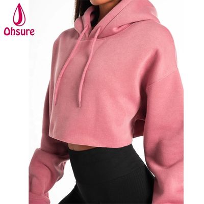 Γυναίκες βαρέος βάρος Hoodie γυμναστική Tops βαμβακερό μαλλί πουλόβερ γυμναστική Crop Top Oversize Hoodie