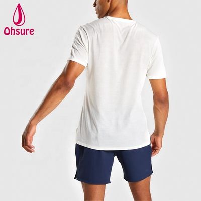 Κανονικό Slim Fit Crew Neck Mens Gym T-Shirt Muscle Wear Man Χαλαρό αθλητικό μπλουζάκι με πλευρικές σχισμές Plain Casual Printed