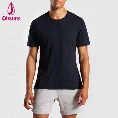 Κανονικό Slim Fit Crew Neck Mens Gym T-Shirt Muscle Wear Man Χαλαρό αθλητικό μπλουζάκι με πλευρικές σχισμές Plain Casual Printed