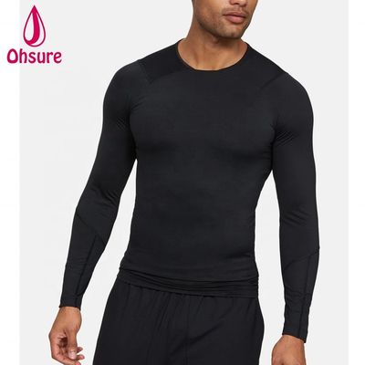 Ζεστή πώληση Χονδρική γυμναστική ρούχα Slim Fit Άνδρες Συστοιχιστική μπλούζα Άνδρες Αθλητικά ρούχα Άνδρες Μακρύ μανίκι μπλουζάκια Jersey κενό Casual O-neck