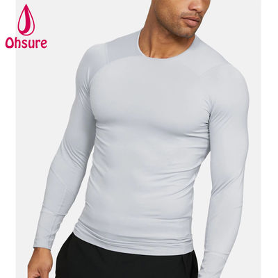 Ζεστή πώληση Χονδρική γυμναστική ρούχα Slim Fit Άνδρες Συστοιχιστική μπλούζα Άνδρες Αθλητικά ρούχα Άνδρες Μακρύ μανίκι μπλουζάκια Jersey κενό Casual O-neck